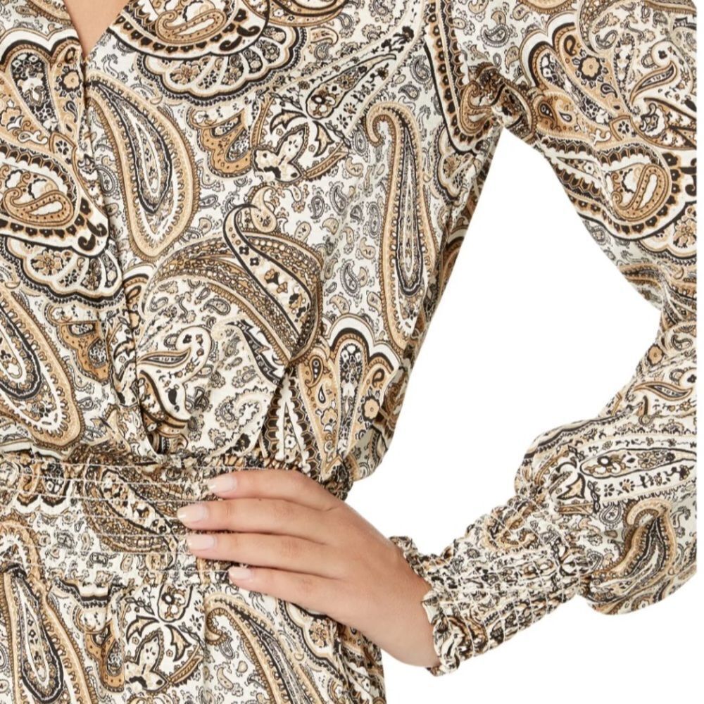 NWT Michael Kors Paisley Long Sleeve dress - sz Small - Family photo look - Picture 3 of 5